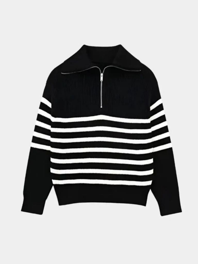 Casual Gestreepte Zip Up Sweater
