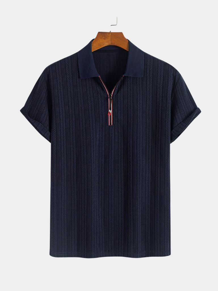 Cavalière Textured Quarter Zip Polo