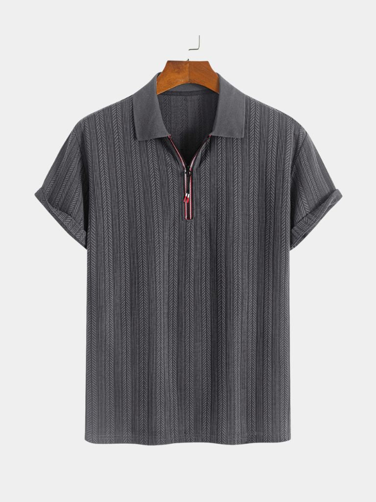 Cavalière Textured Quarter Zip Polo