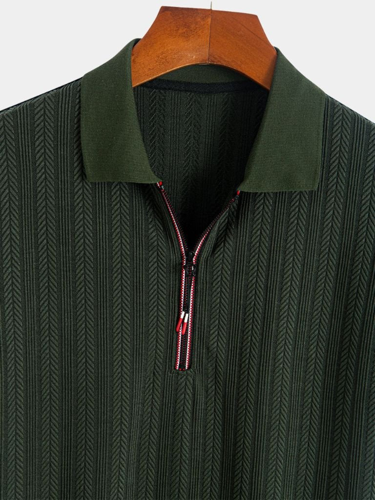 Cavalière Textured Quarter Zip Polo
