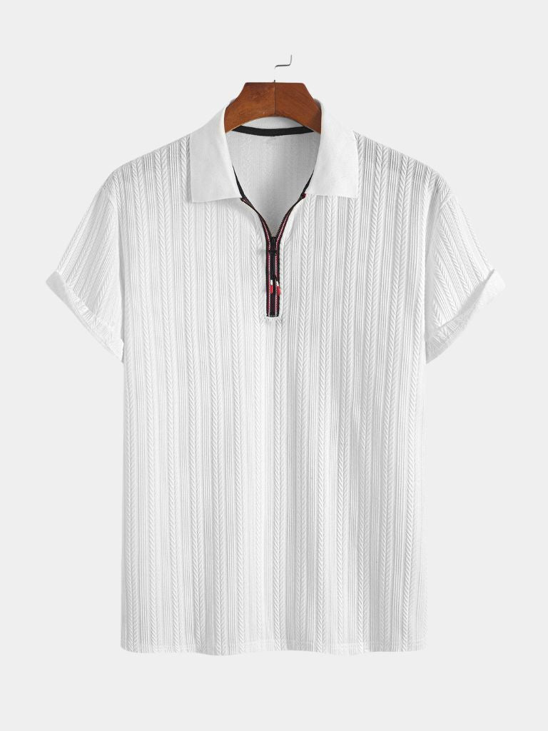 Cavalière Textured Quarter Zip Polo