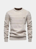 Katoenen Gebreide Gestreepte Crew Neck Pullover Trui