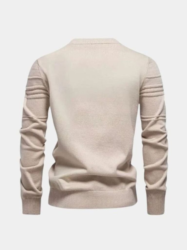 Katoenen Gebreide Gestreepte Crew Neck Pullover Trui