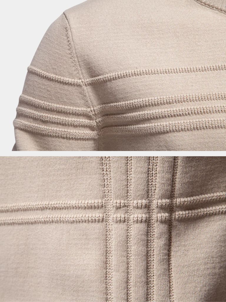 Katoenen Gebreide Gestreepte Crew Neck Pullover Trui