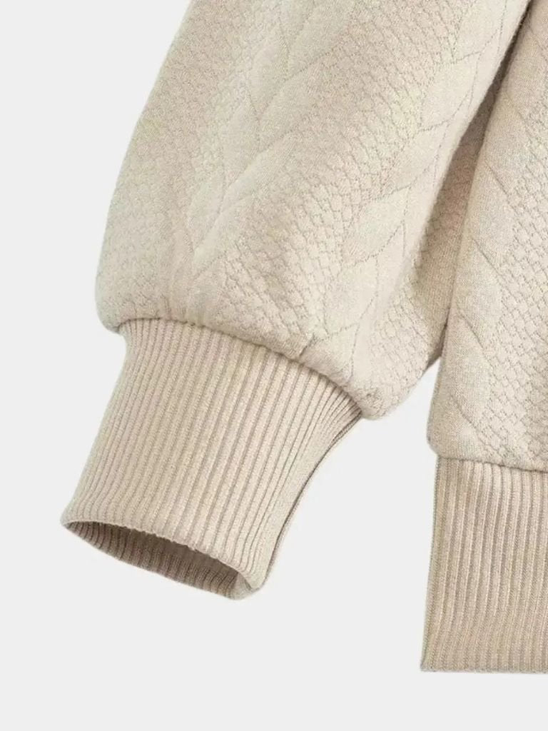 Essentiële Henley Hoge Kraag Kwart Rits Pullover