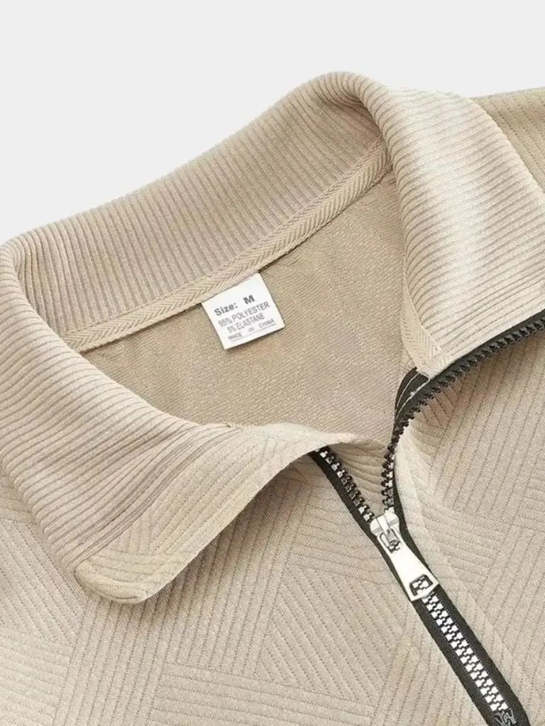 Essentiële Henley Hoge Kraag Kwart Rits Pullover