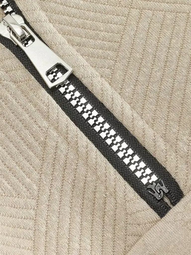 Essentiële Henley Hoge Kraag Kwart Rits Pullover