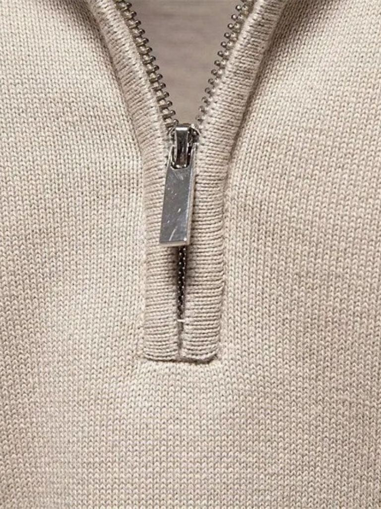 Half Zip Breigoed Effen Kleur Cardigan Trui