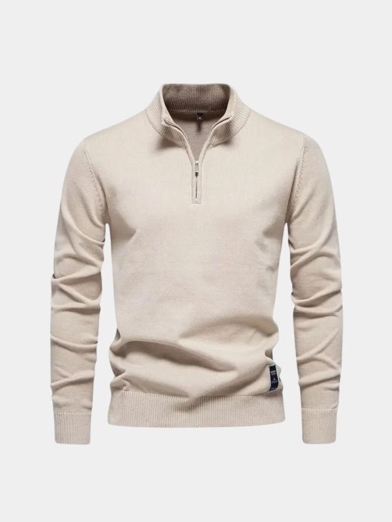 Half Zip Breigoed Effen Kleur Cardigan Trui