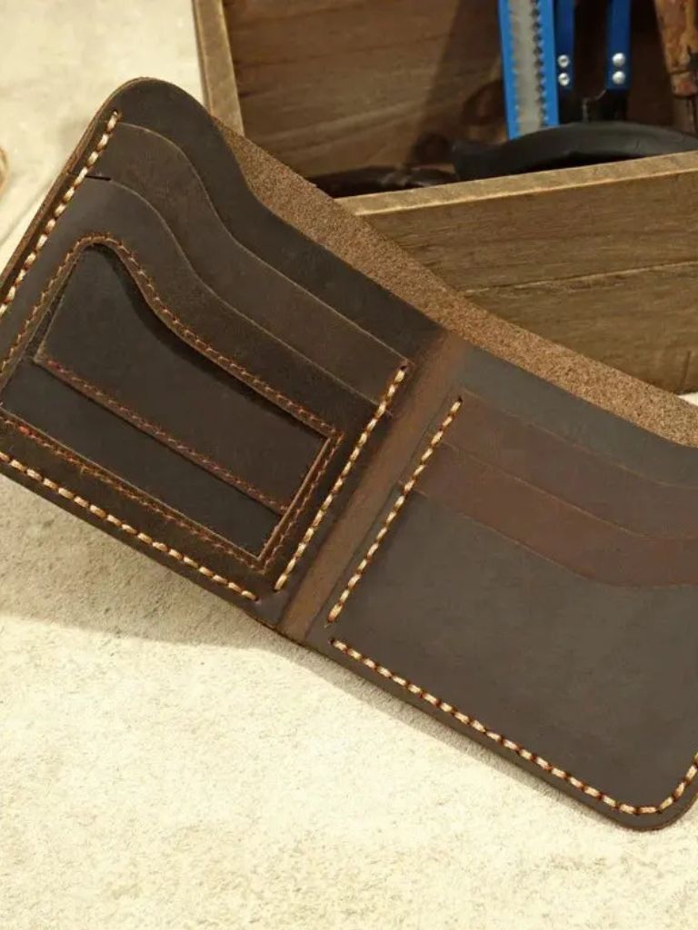 Handgemaakte Vintage Leren Portemonnee