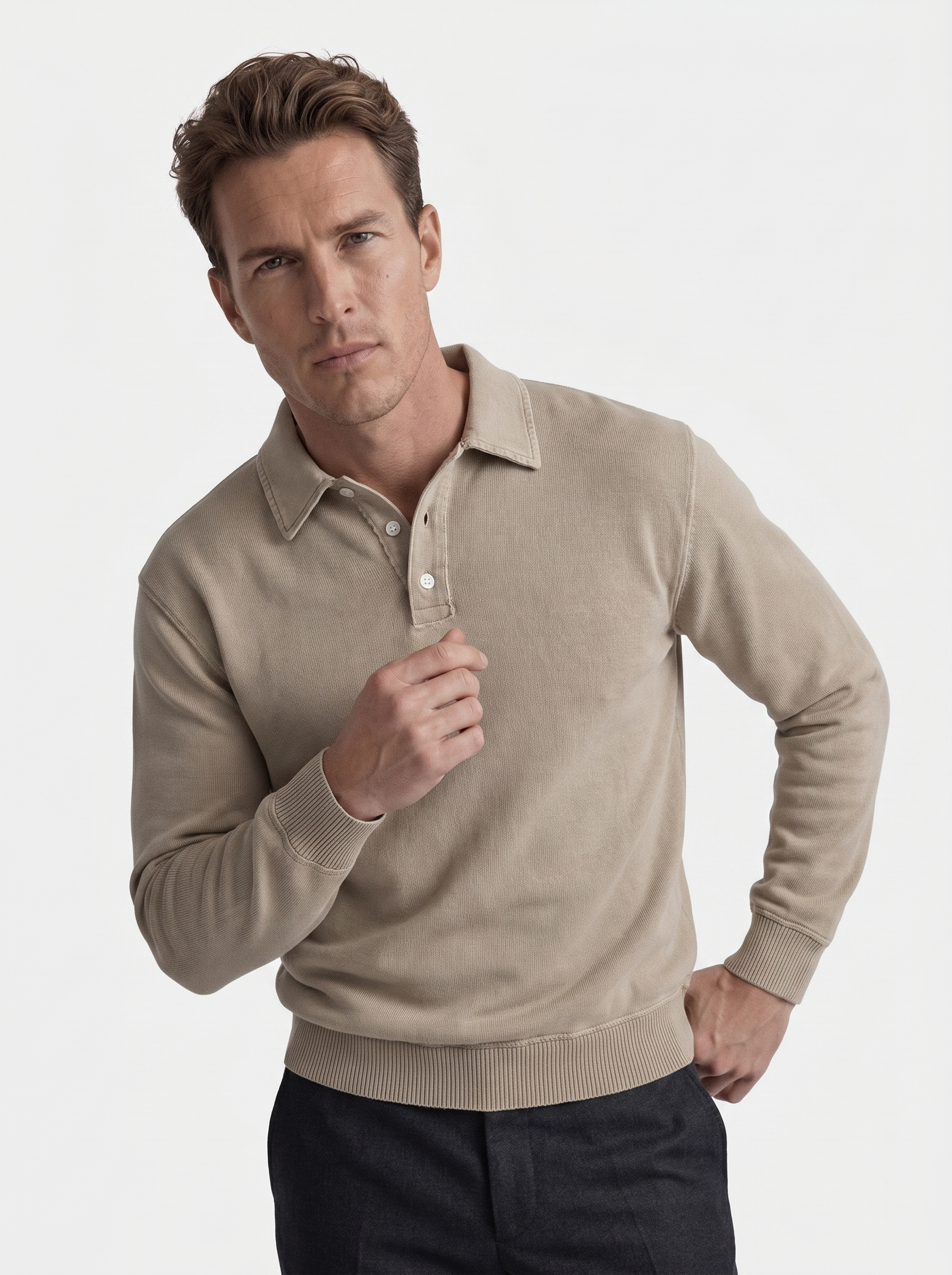 Canyon Mist Lange Mouwen Polo Shirt