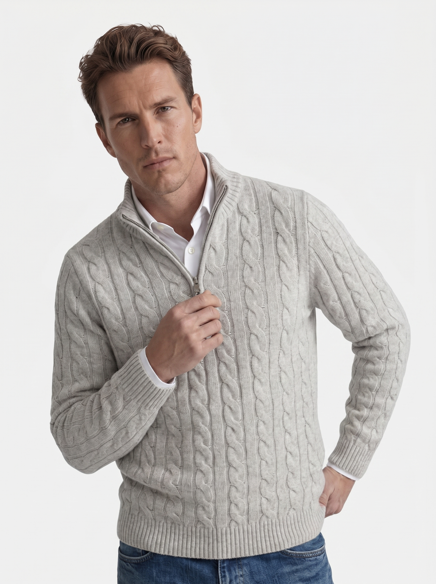 Essentiële Half Zip Curve Trui
