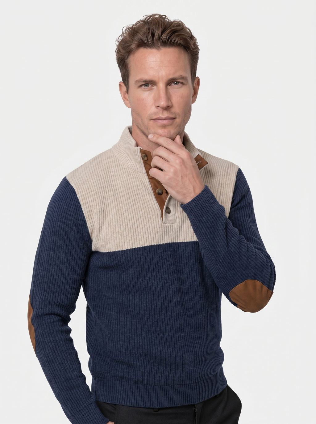 Hoge Kraag Corduroy Retro Pullover