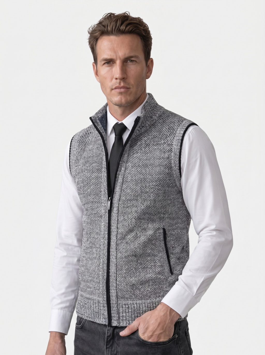 Elegante Volledige Rits Sweater Vest