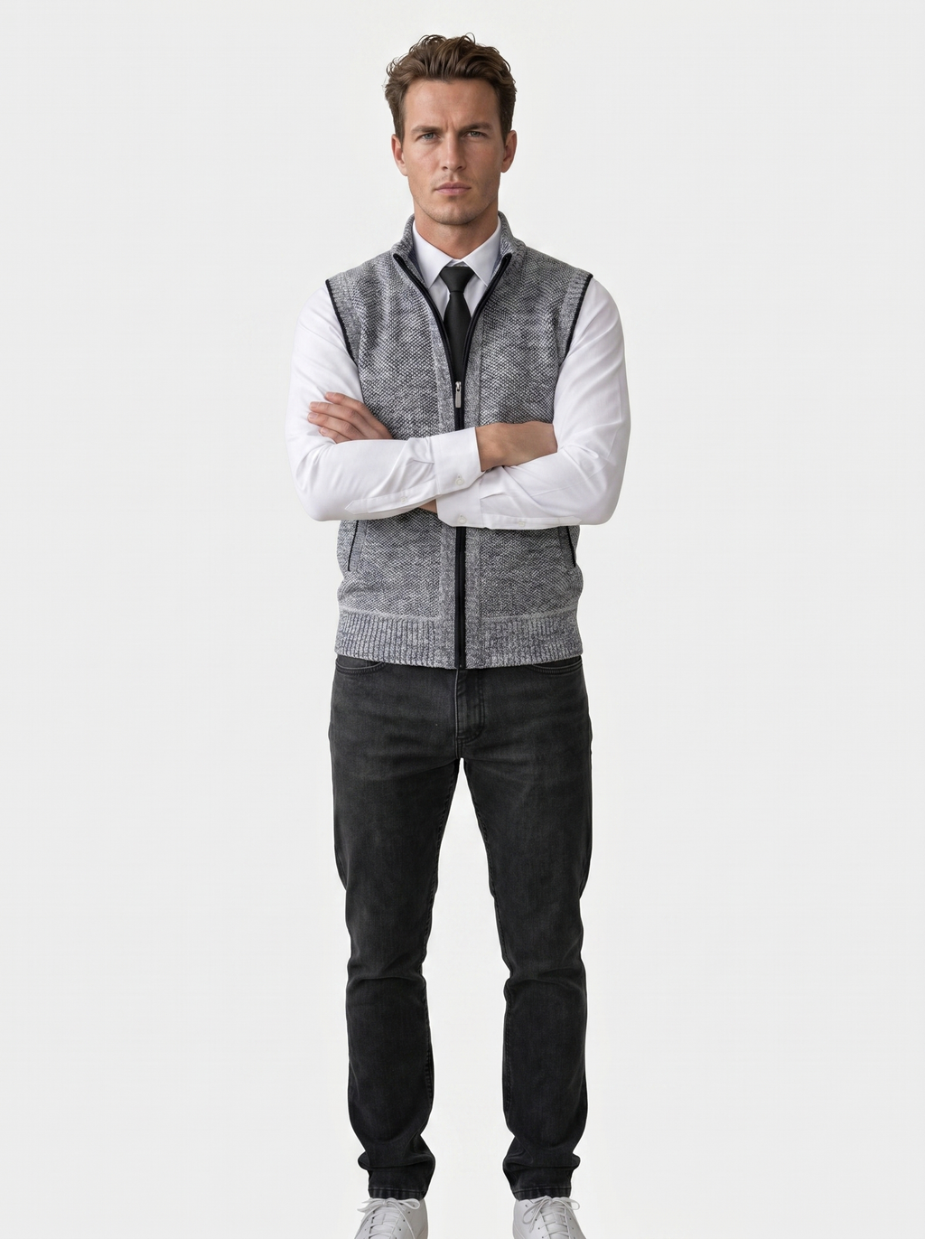 Elegante Volledige Rits Sweater Vest