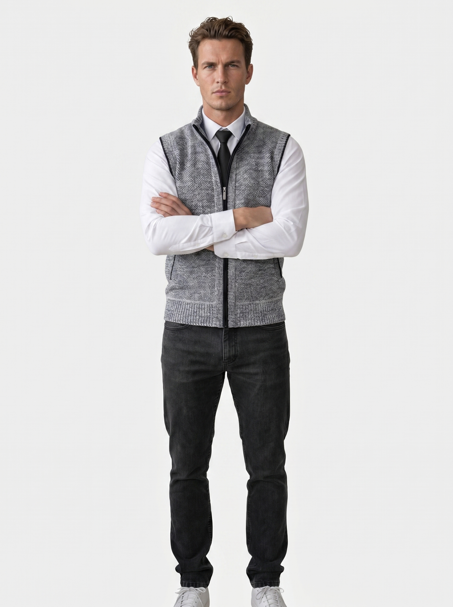 Elegante Volledige Rits Sweater Vest