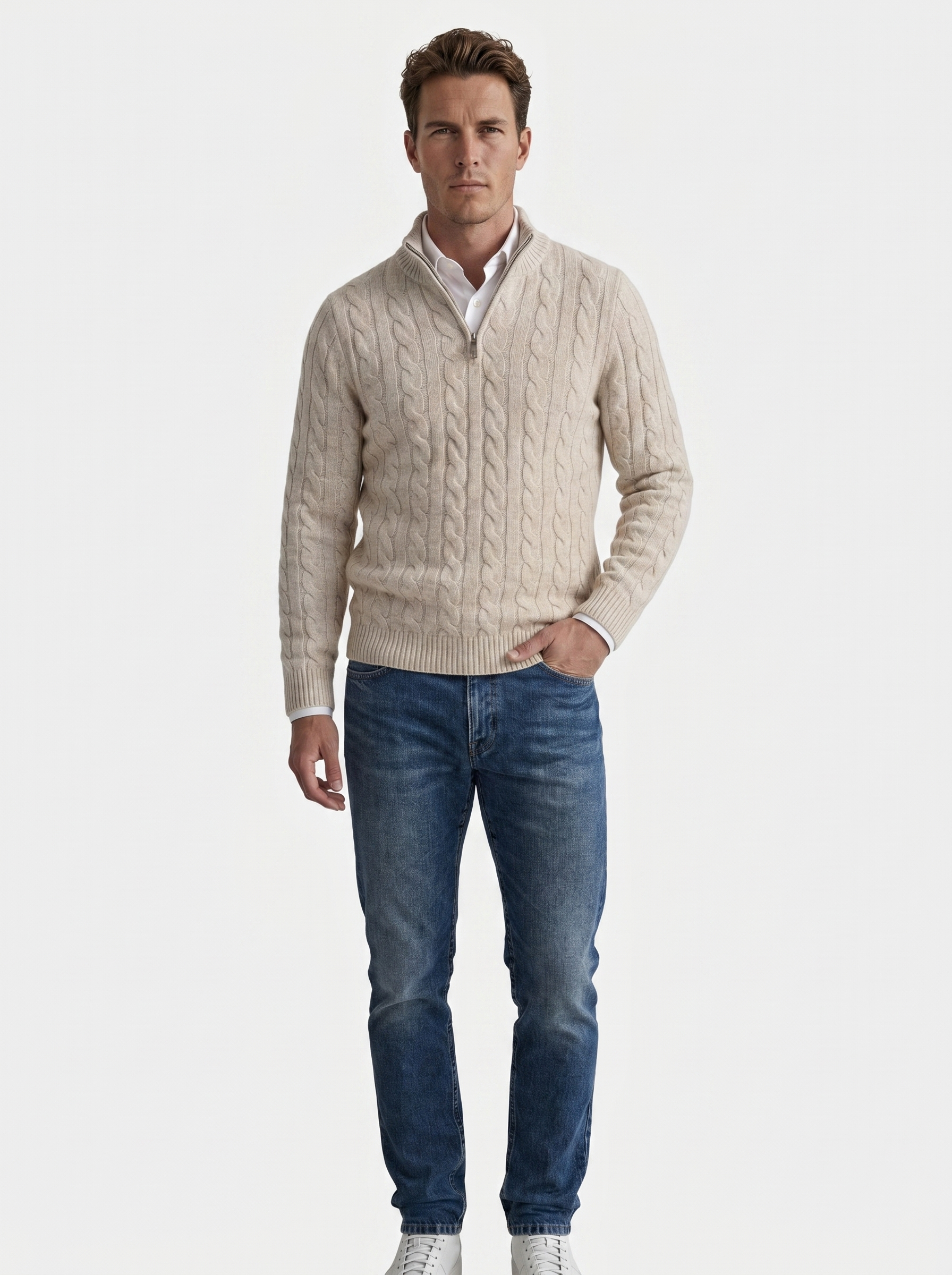 Essentiële Half Zip Curve Trui