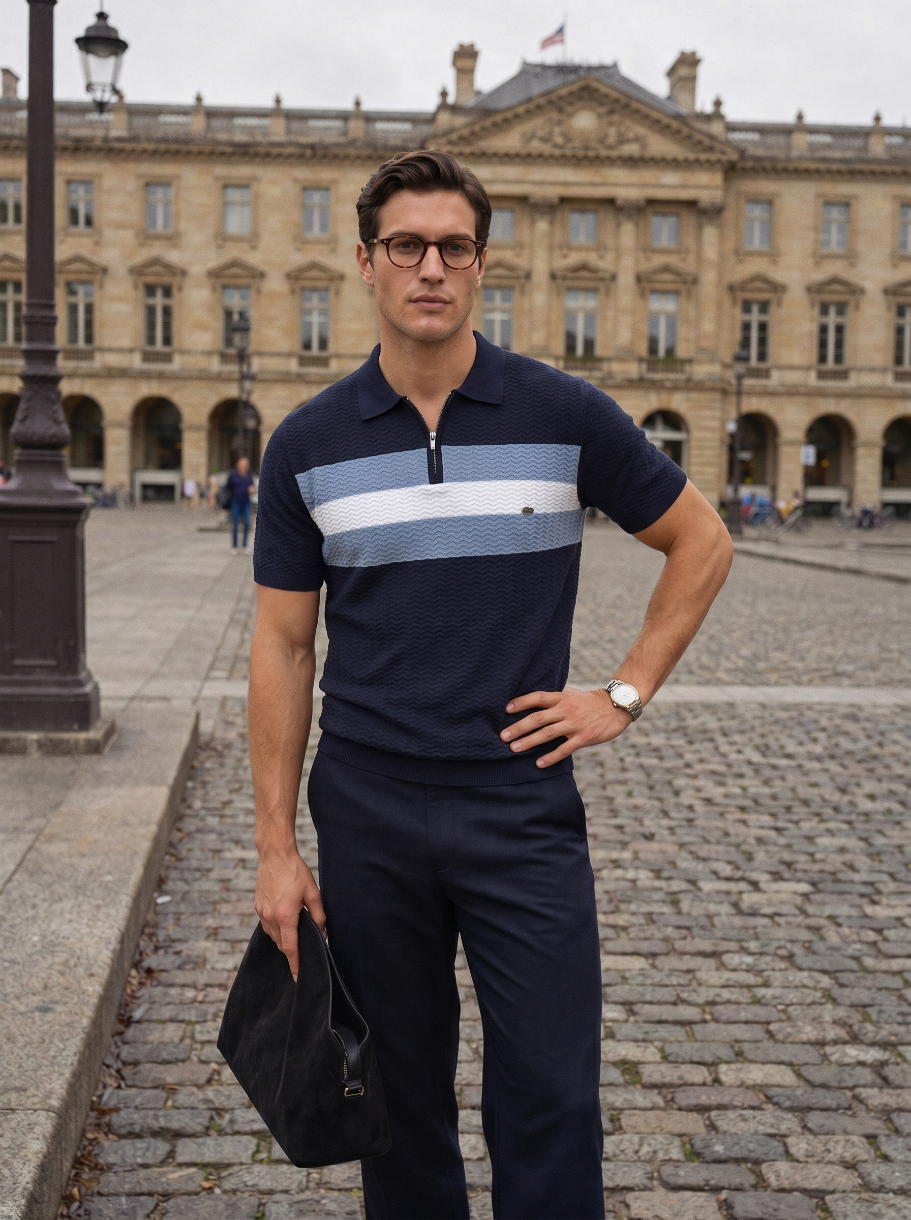 Classic Fit Kwart Zip Business Casual Korte Mouwen Polo
