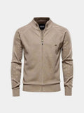 Gebreide Rits Jacquard Effen Kleur Cardigan Trui