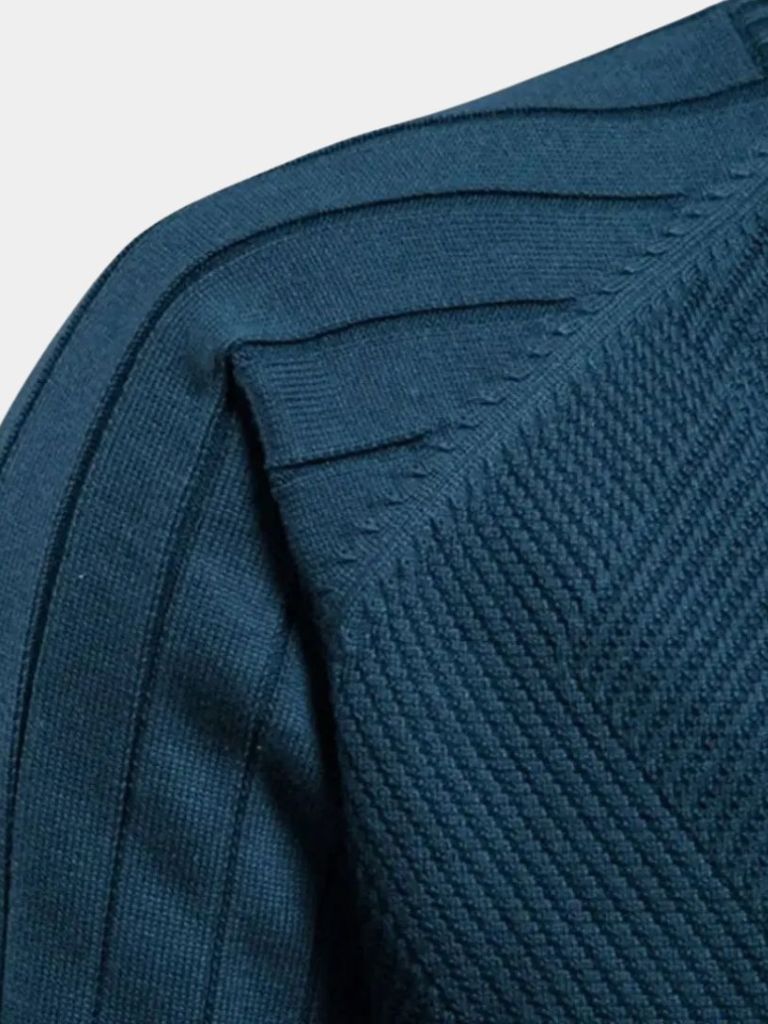 Gebreide Rits Jacquard Effen Kleur Cardigan Trui
