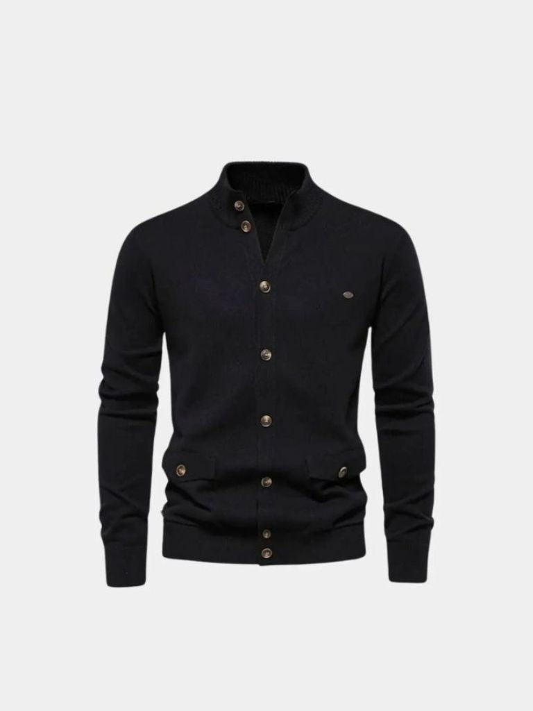 Gebreide Staande Kraag Katoenen Cardigan
