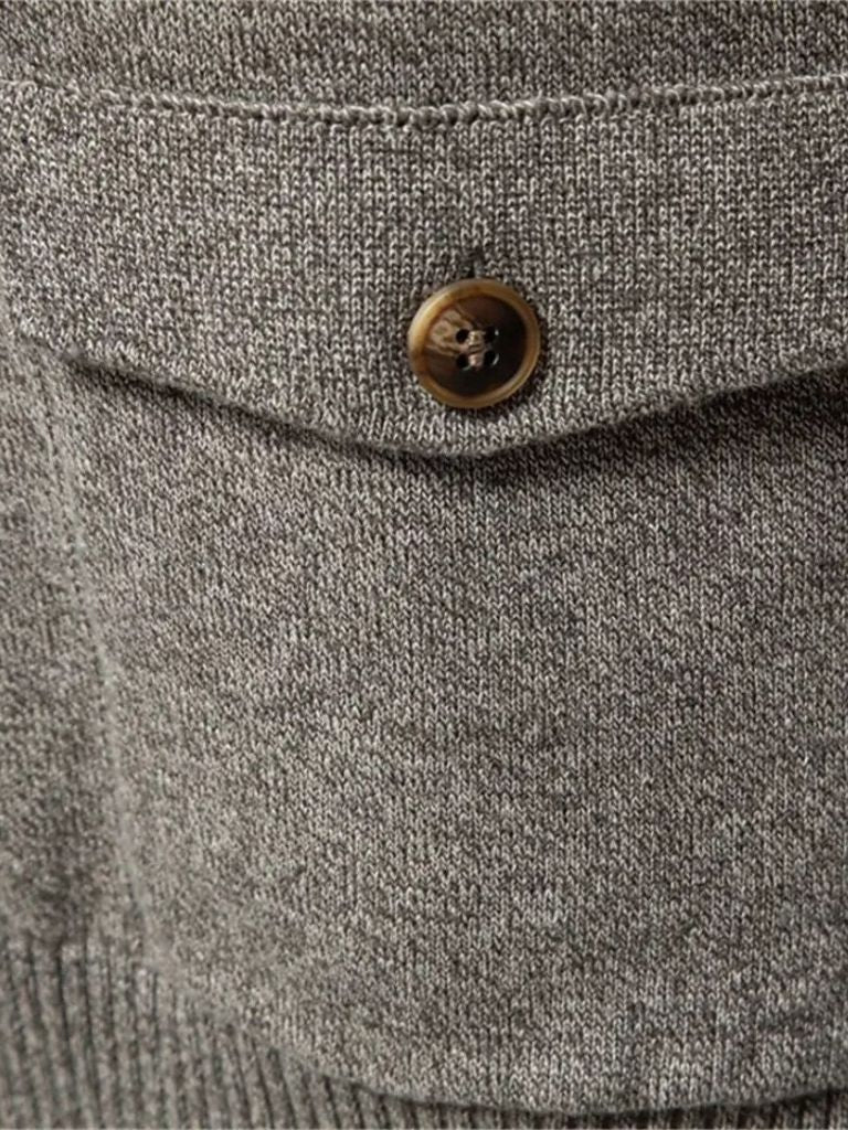 Gebreide Staande Kraag Katoenen Cardigan