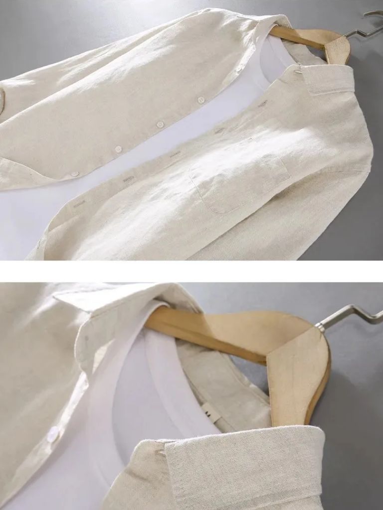 Langere Mouwen Essentiële Linnen Shirt
