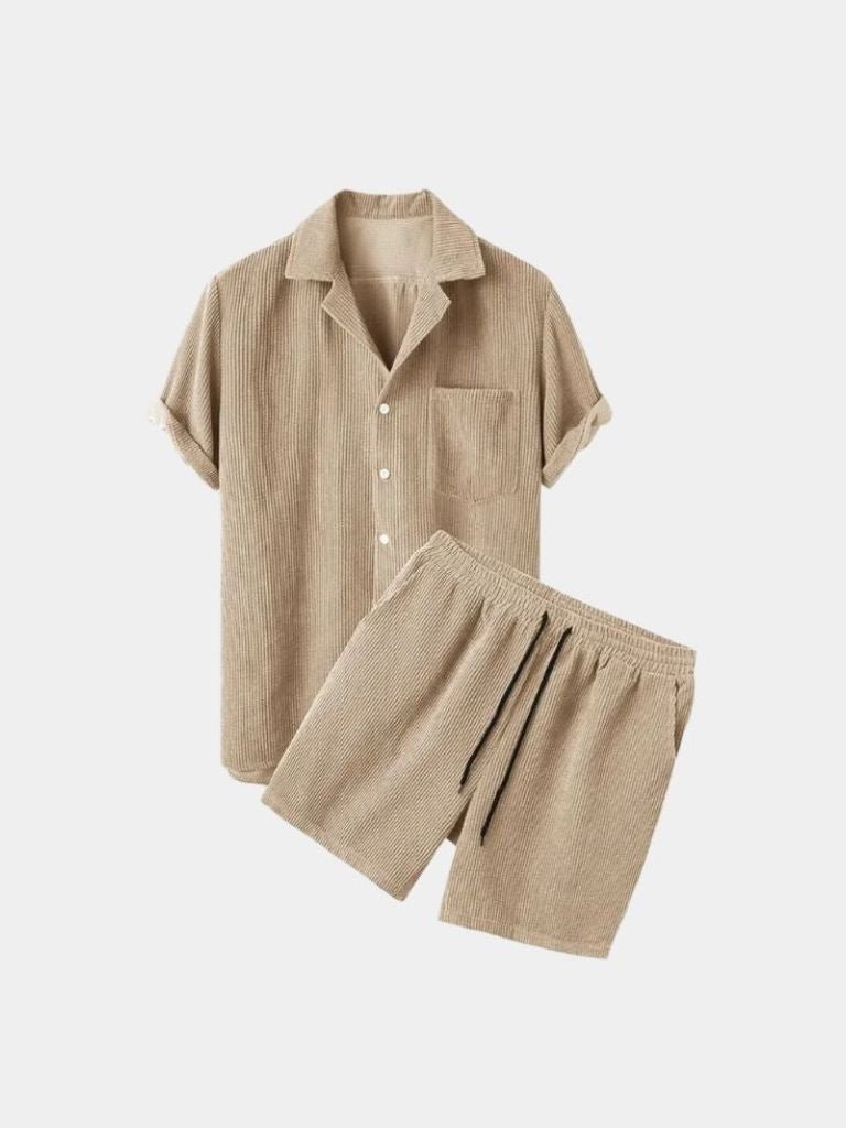 Zomerse Corduroy Set Shorts en Shirt
