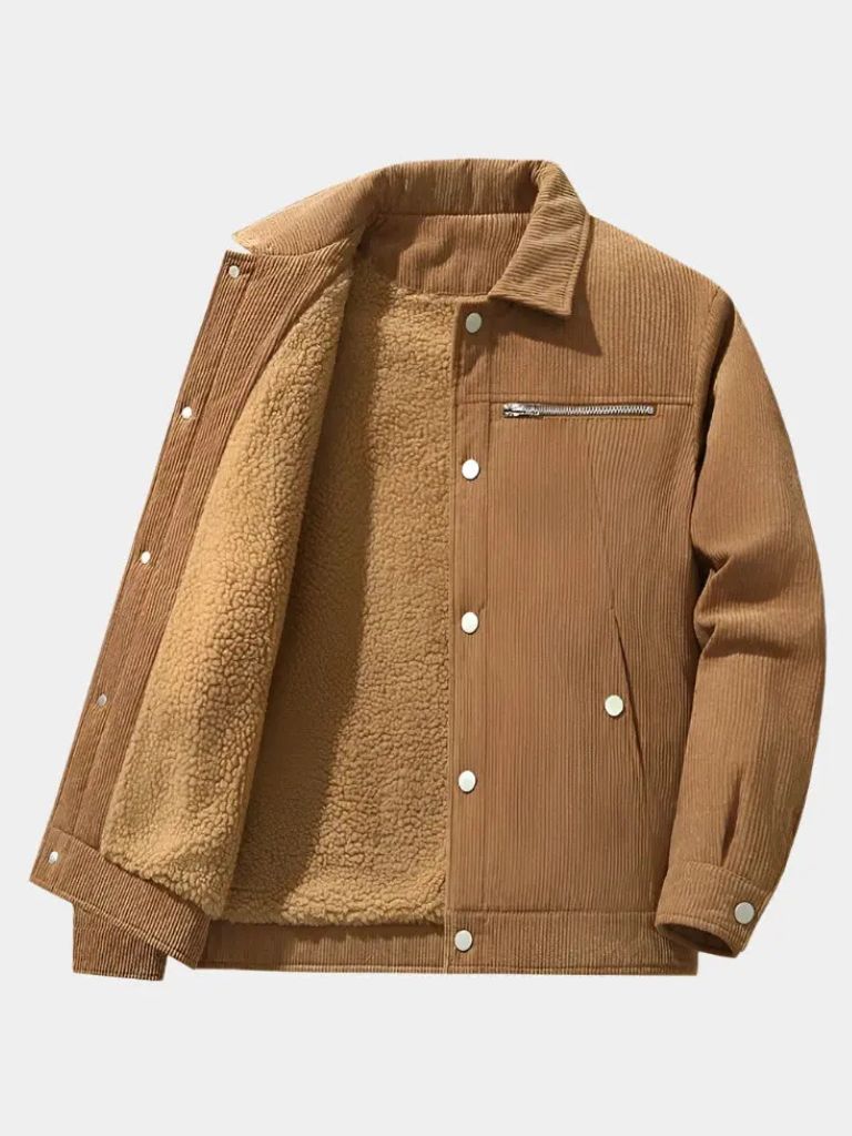 Minimalistische Corduroy Sherpa Jas