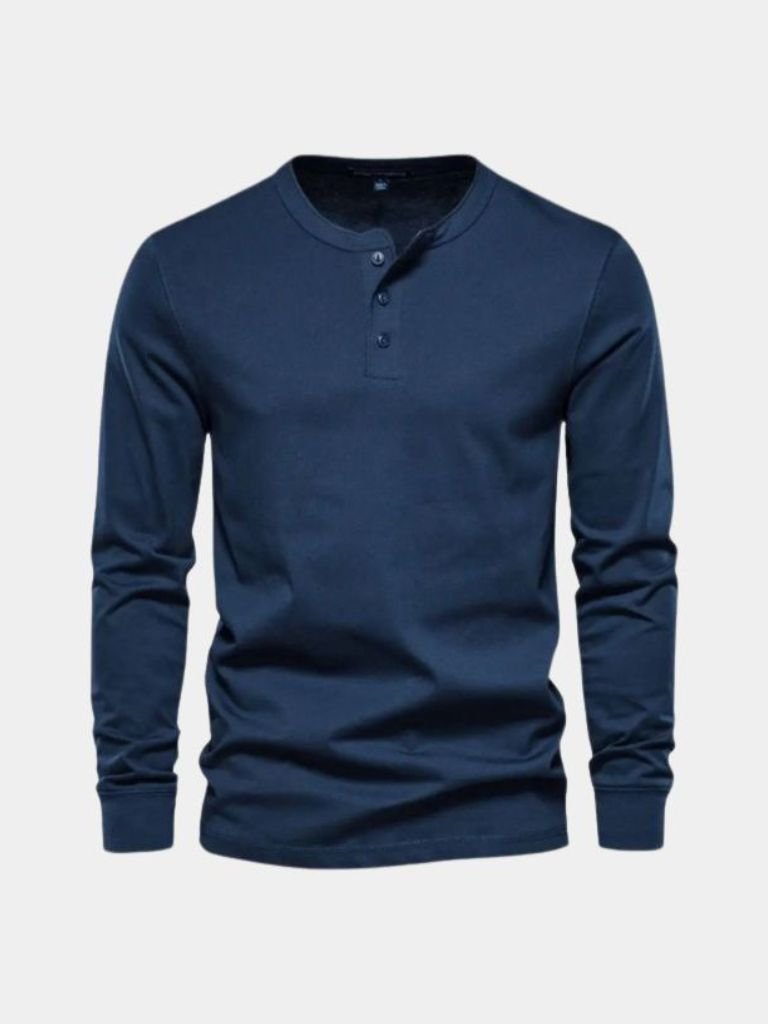 Minimalistische Henley Hals Lange Mouw T-Shirt