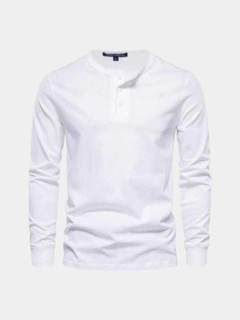 Minimalistische Henley Hals Lange Mouw T-Shirt