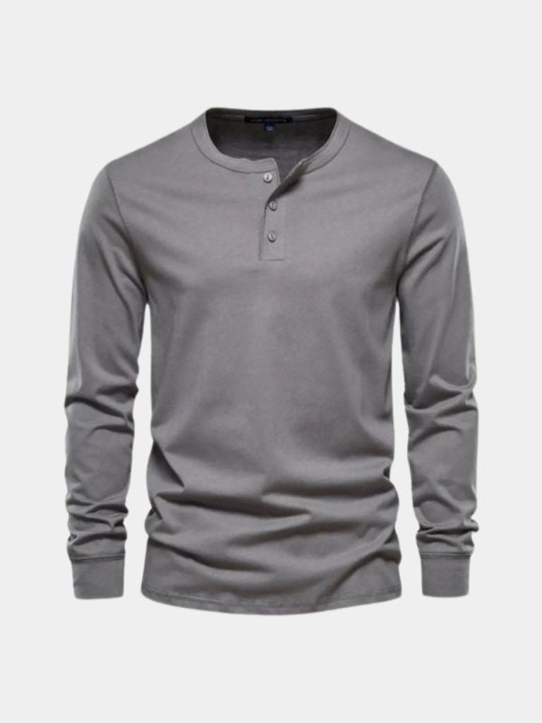 Minimalistische Henley Hals Lange Mouw T-Shirt