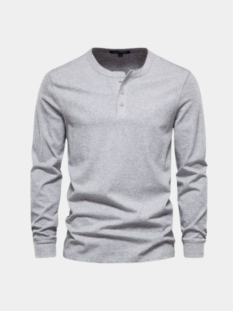 Minimalistische Henley Hals Lange Mouw T-Shirt
