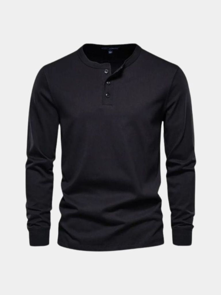 Minimalistische Henley Hals Lange Mouw T-Shirt