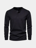Minimalistische Henley Hals Lange Mouw T-Shirt