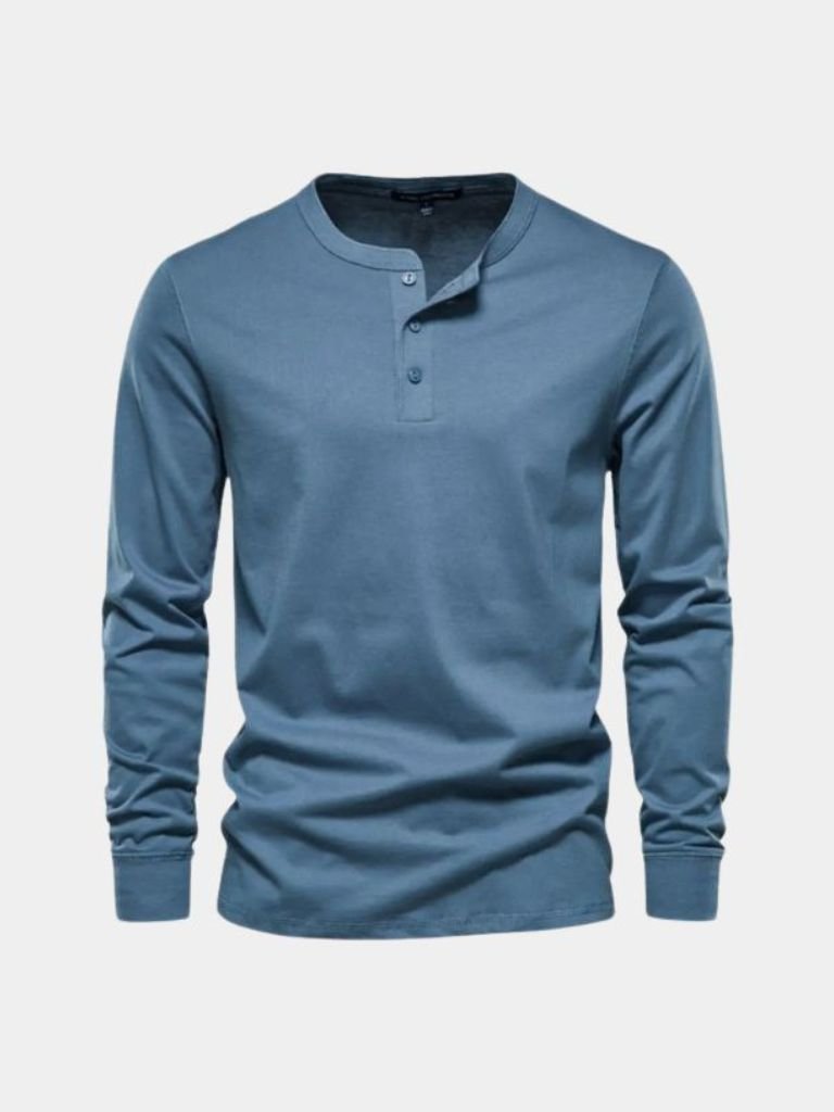 Minimalistische Henley Hals Lange Mouw T-Shirt