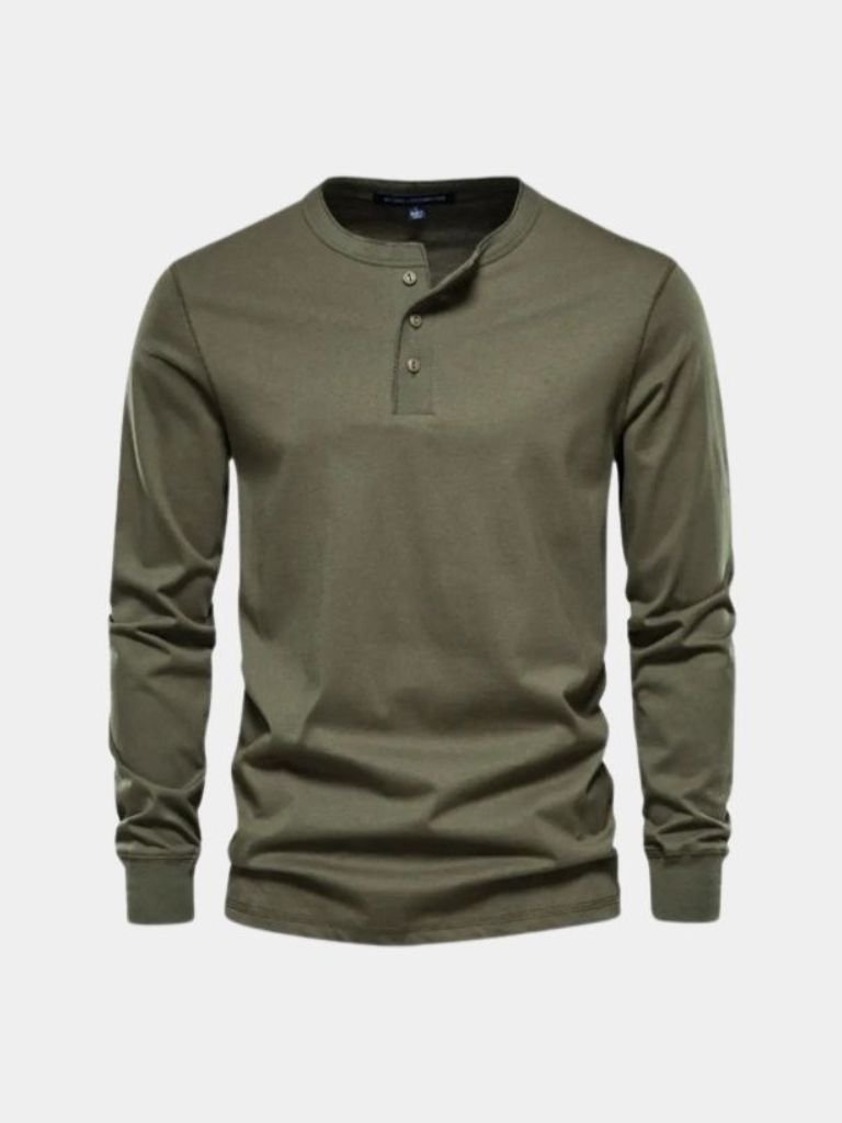 Minimalistische Henley Hals Lange Mouw T-Shirt