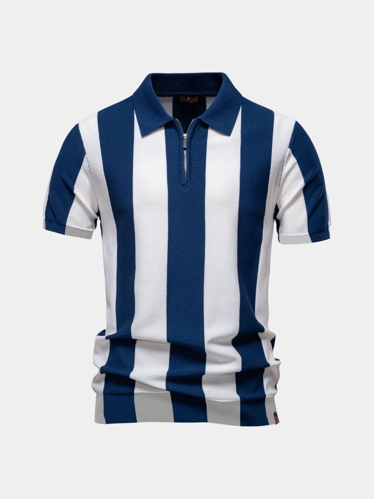 Marine Gestreepte Polo