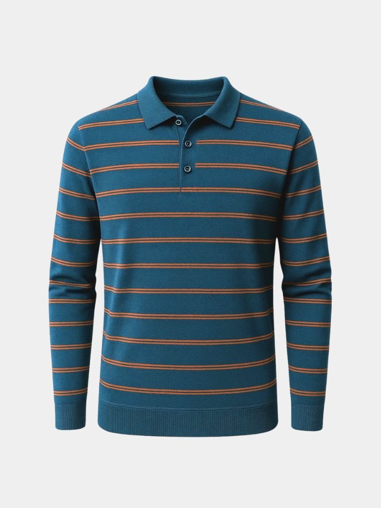 Marineblauwe Sunset Gestreepte Polo