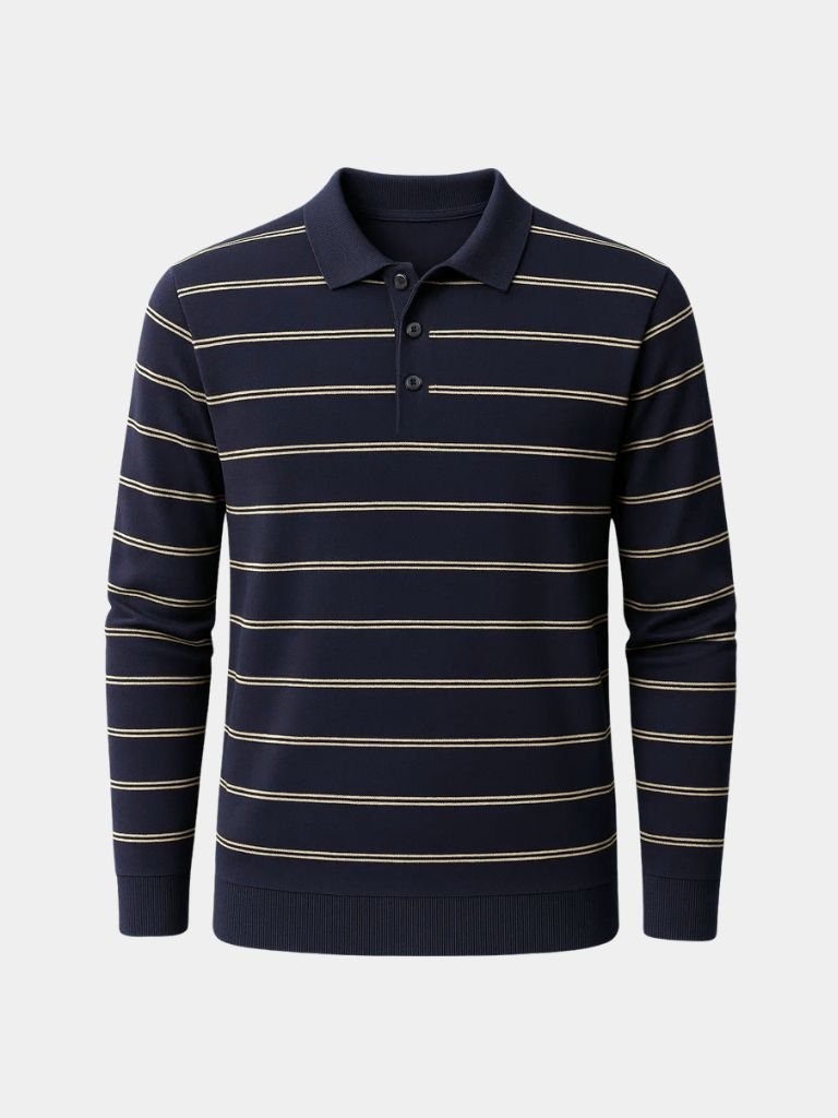 Marineblauwe Sunset Gestreepte Polo