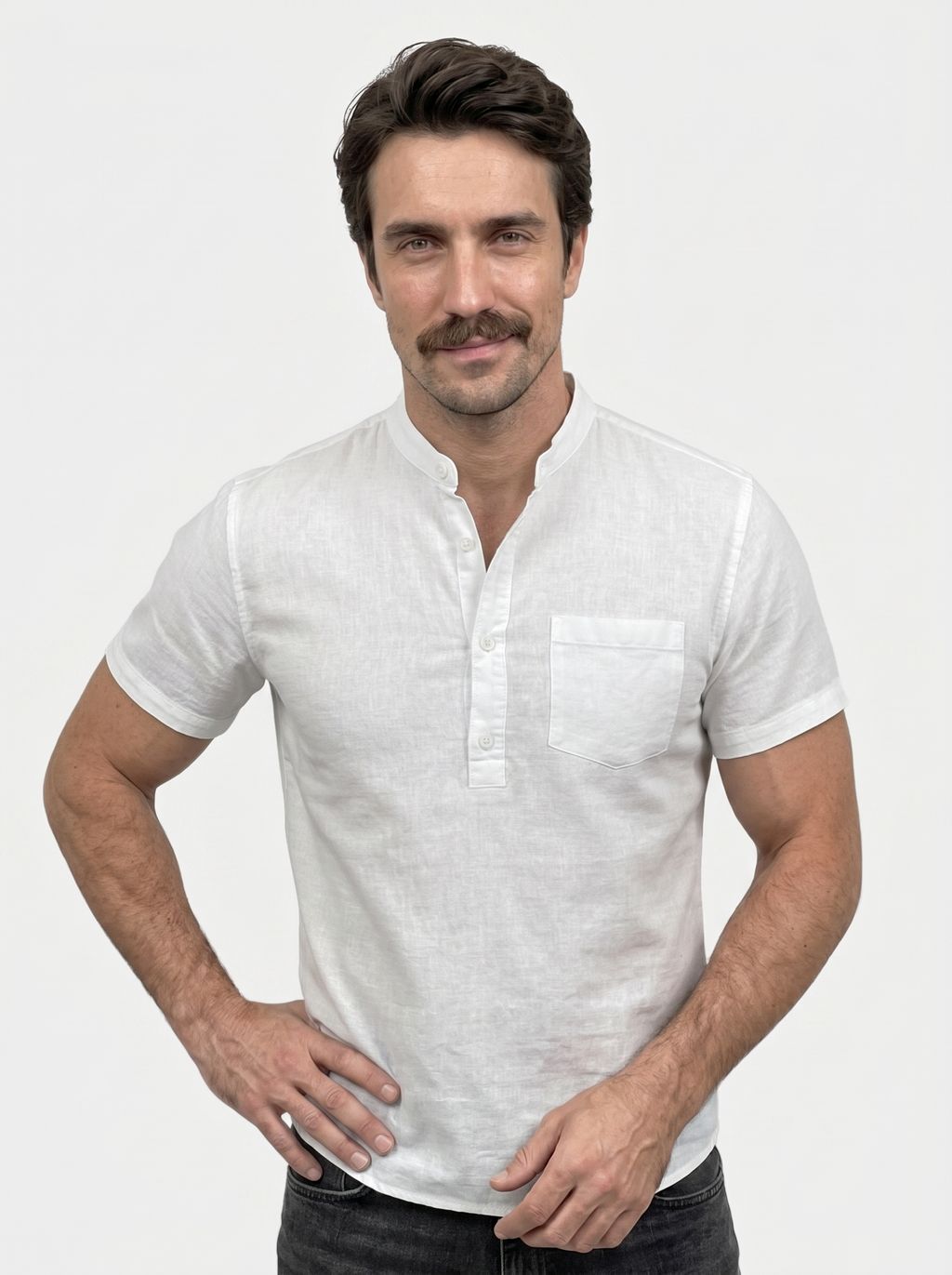 Witte Wellspring Linnen T-Shirt