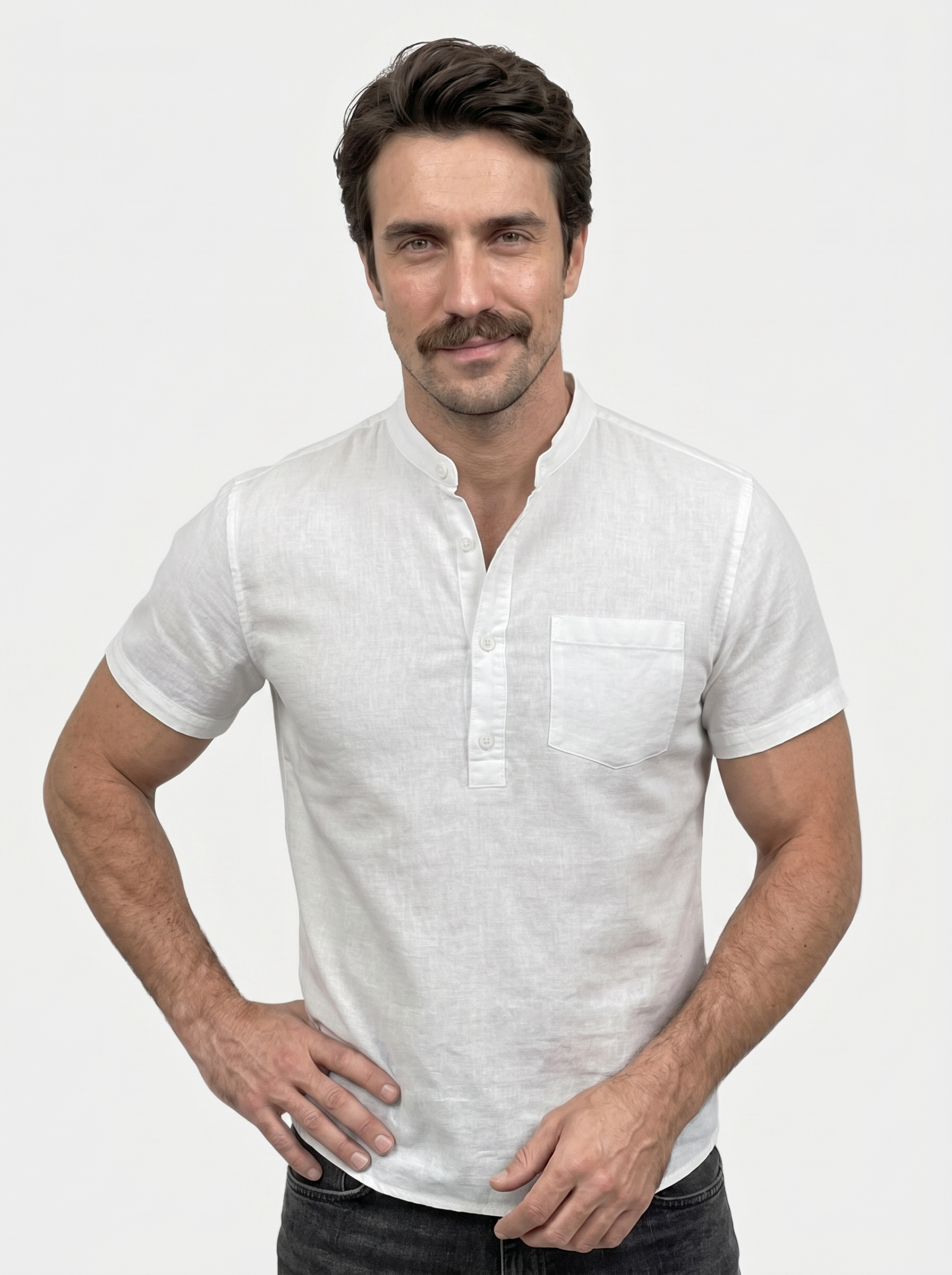 Witte Wellspring Linnen T-Shirt
