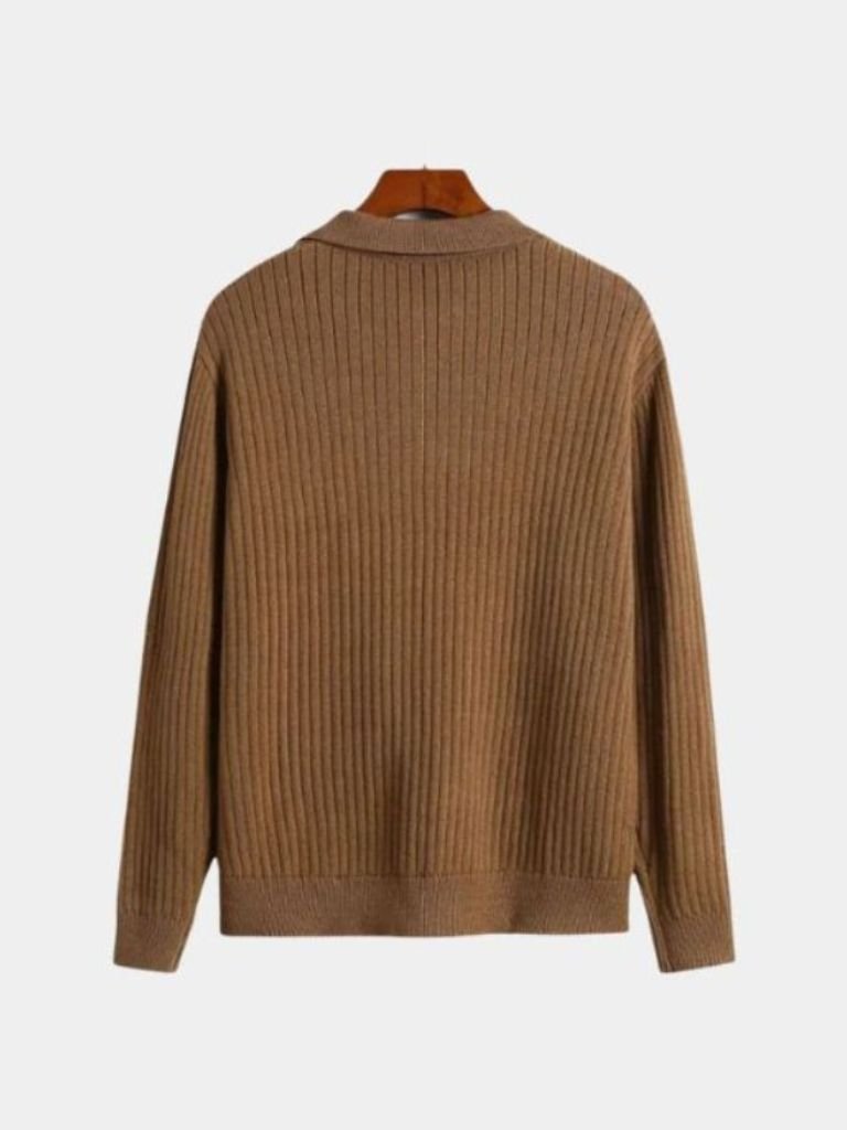 V-hals Polo Pullover Geribbeld