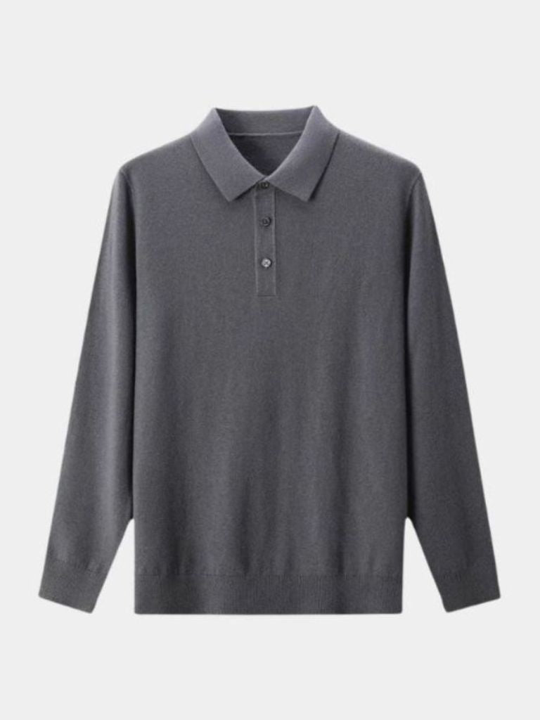 Wollen Gebreide Knop Polo Pullover