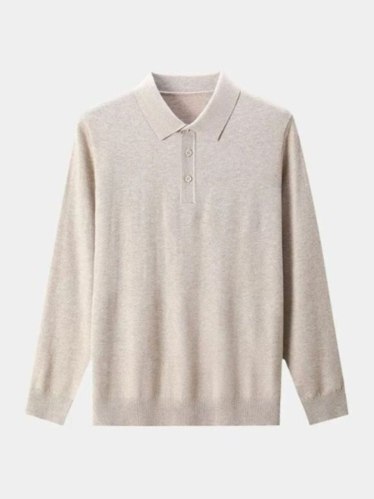 Wollen Gebreide Knop Polo Pullover