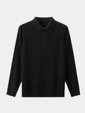 Wollen Gebreide Knop Polo Pullover