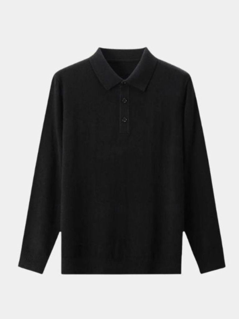 Wollen Gebreide Knop Polo Pullover