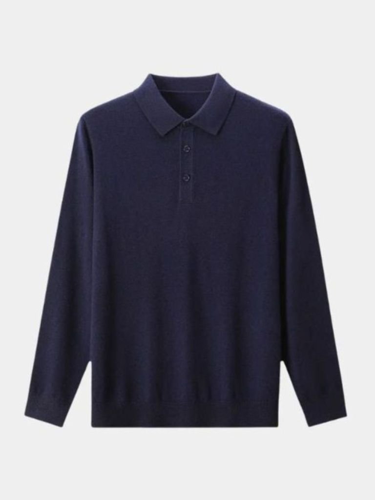 Wollen Gebreide Knop Polo Pullover