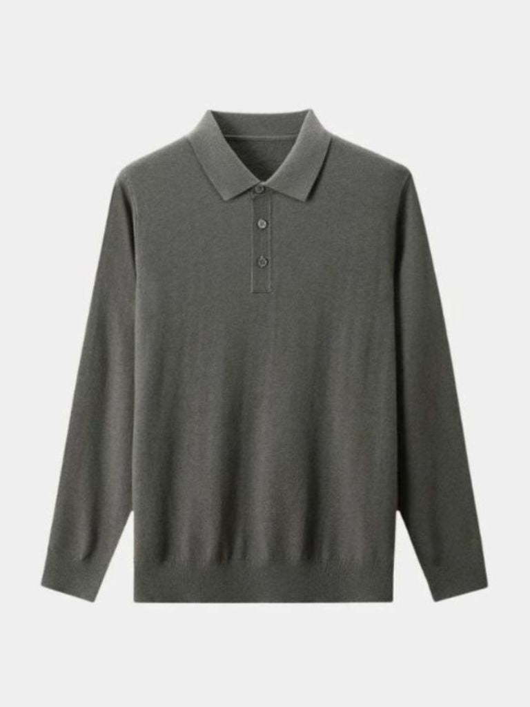 Wollen Gebreide Knop Polo Pullover