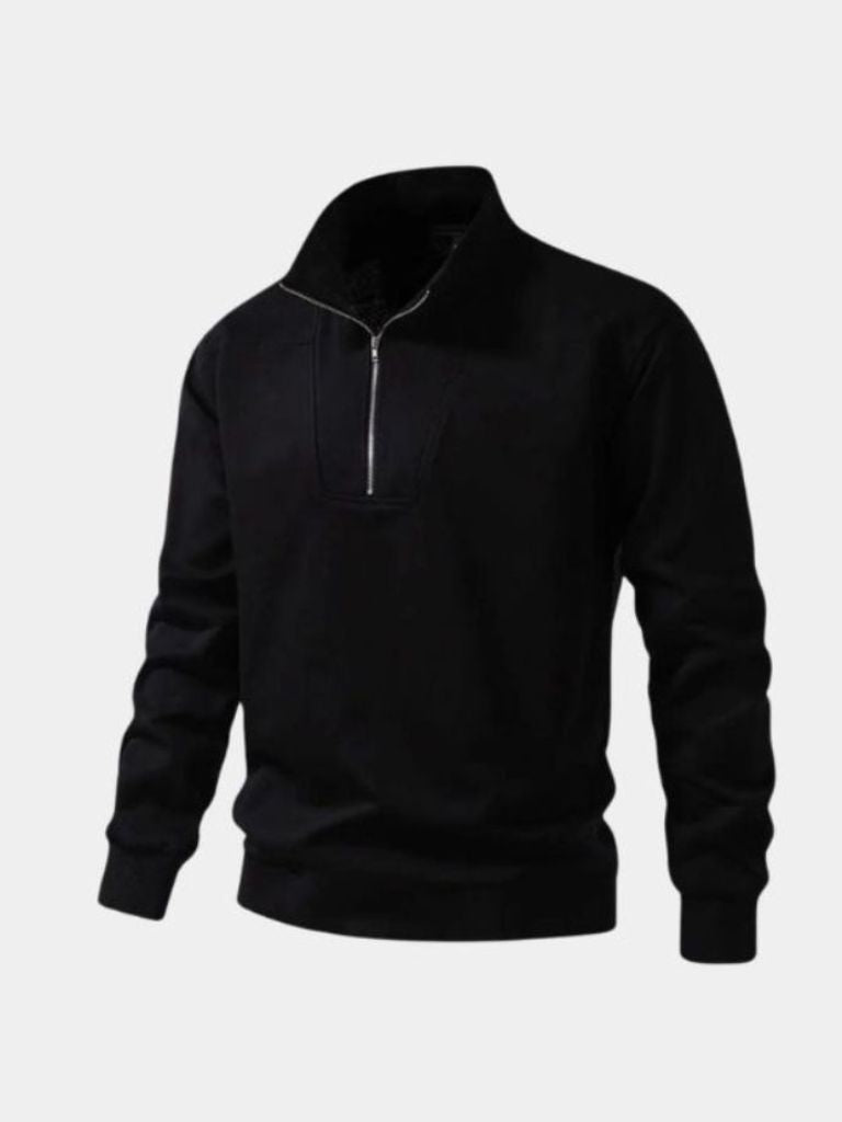 Zip Zwarte Revers Sport Sweatshirt